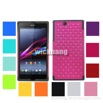 Heavy Duty Glitter Hybrid Studded Diamond Cover Hard Case for Sony Z1 L39H